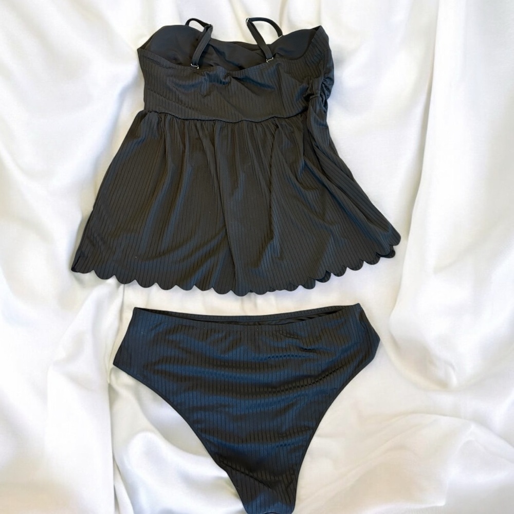 Shein Womens Swim Dress Size 6XL US 26 2 Piece Black Swim Dress With Bottoms NWT - Picture 2 of 6